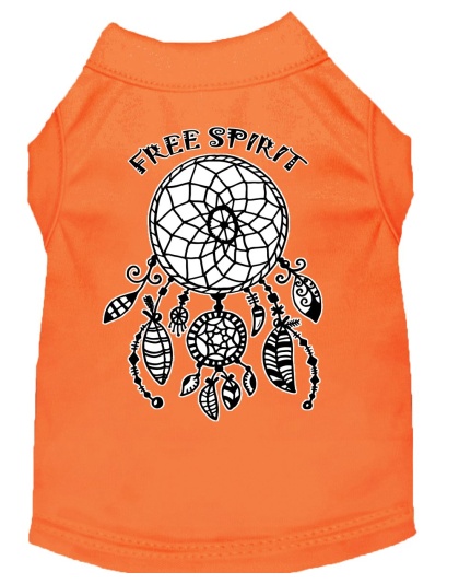 Free Spirit Screen Print Dog Shirt Orange Lg