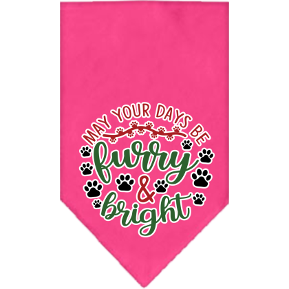 Furry and Bright Screen Print Bandana Bright Pink Size Small