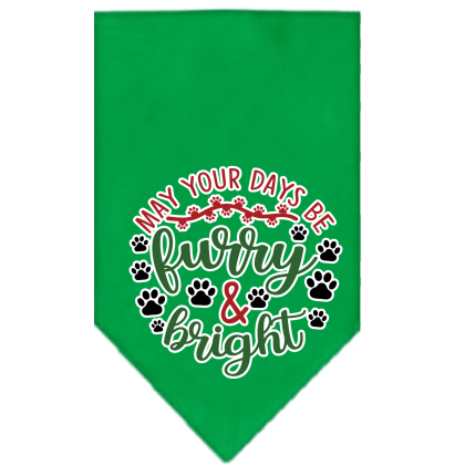 Furry and Bright Screen Print Bandana Emerald Green Size Small