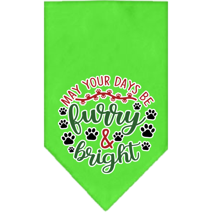 Furry and Bright Screen Print Bandana Lime Green Size Small