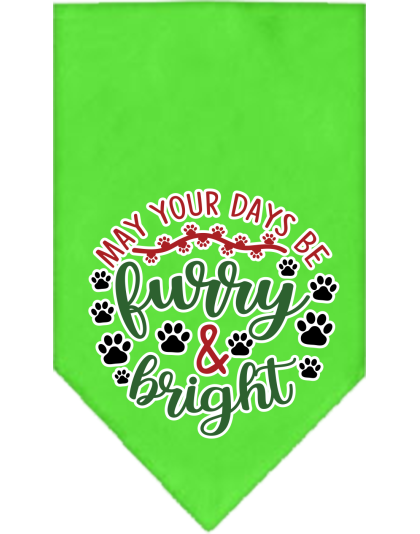 Furry and Bright Screen Print Bandana Lime Green Size Small