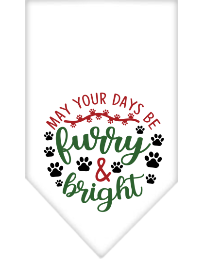 Furry and Bright Screen Print Bandana White Size Small
