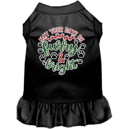 Furry and Bright Screen Print Dog Dress Black Size XS
