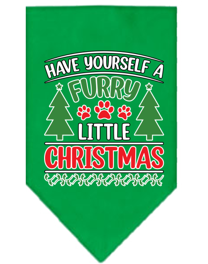 Furry Little Christmas Screen Print Bandana Emerald Green Size Small