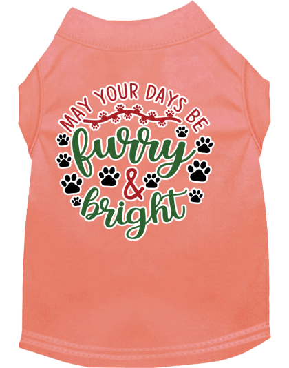Furry and Bright Screen Print Dog Shirt Peach Size XS