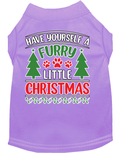 Furry Little Christmas Screen Print Dog Shirt Lavender Size XS