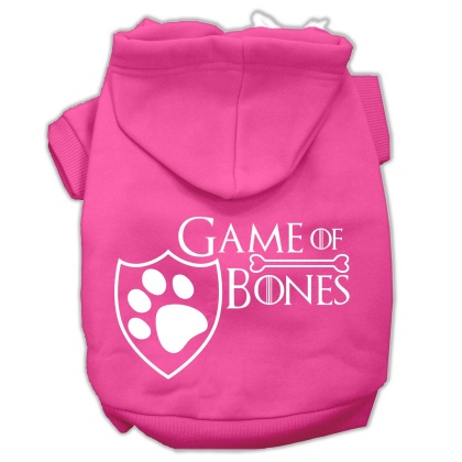 Game of Bones Screenprint Dog Hoodie Bright Pink L