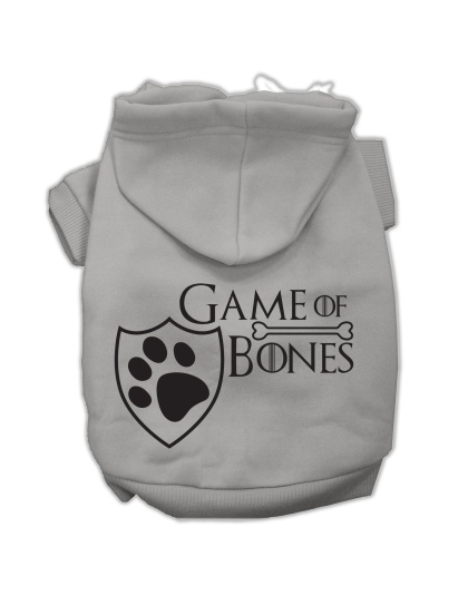 Game of Bones Screenprint Dog Hoodie Grey L