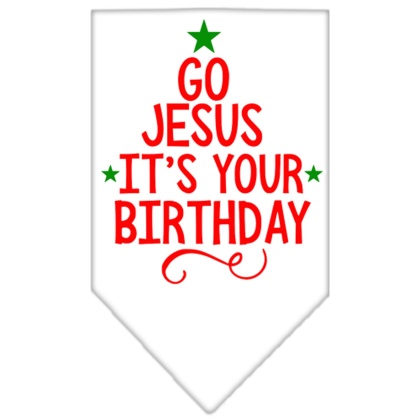 Go Jesus Screen Print Bandana White Large