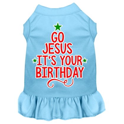 Go Jesus Screen Print Dog Dress Baby Blue 4X (22)