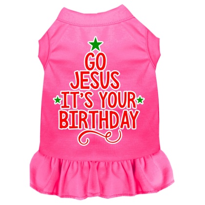 Go Jesus Screen Print Dog Dress Bright Pink 4X (22)