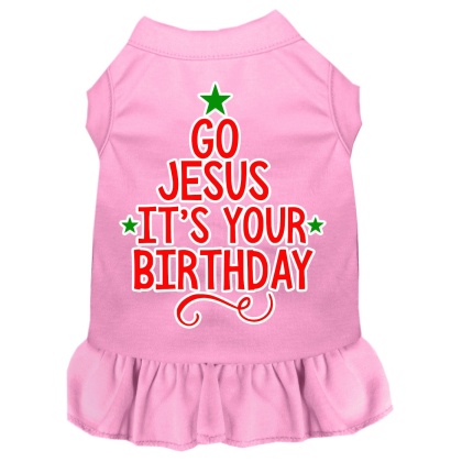 Go Jesus Screen Print Dog Dress Light Pink 4X (22)