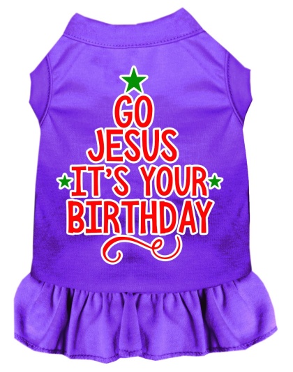 Go Jesus Screen Print Dog Dress Purple 4X (22)