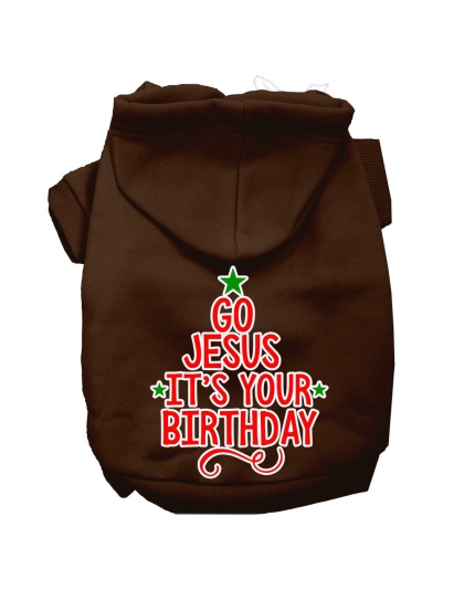 Go Jesus Screen Print Dog Hoodie Brown L