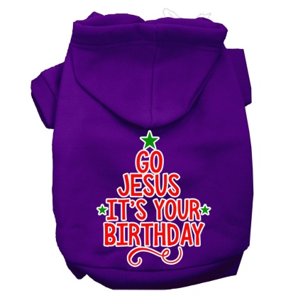 Go Jesus Screen Print Dog Hoodie Purple L