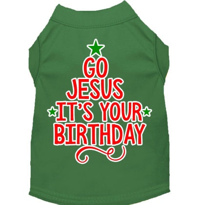 Go Jesus Screen Print Dog Shirt Green Lg