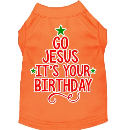 Go Jesus Screen Print Dog Shirt Orange Lg