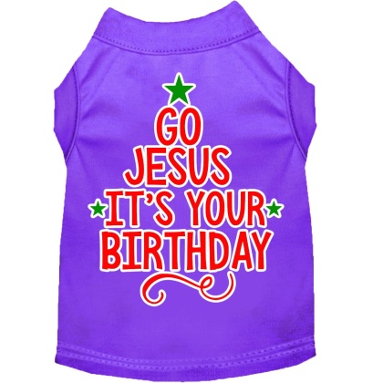 Go Jesus Screen Print Dog Shirt Purple Lg