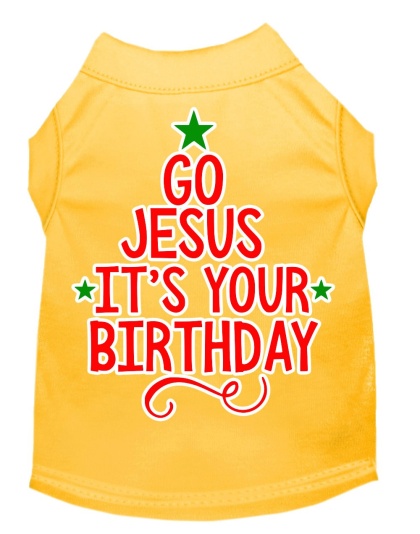 Go Jesus Screen Print Dog Shirt Yellow Lg