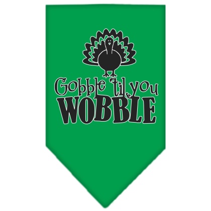 Gobble til You Wobble Screen Print Bandana Emerald Green Large