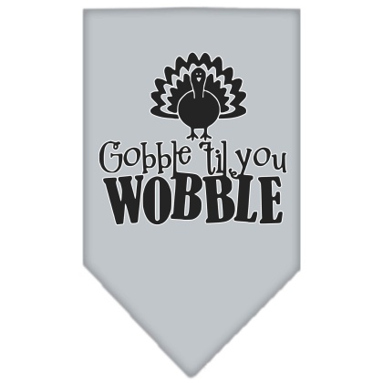 Gobble til You Wobble Screen Print Bandana Grey Large