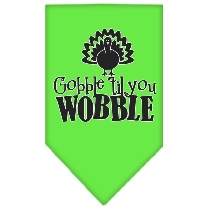 Gobble til You Wobble Screen Print Bandana Lime Green Large