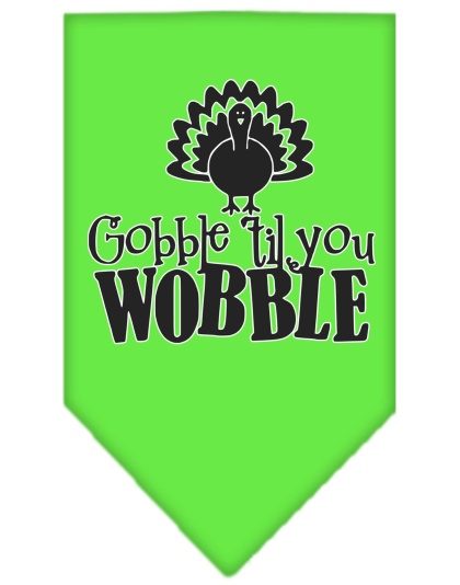 Gobble til You Wobble Screen Print Bandana Lime Green Large