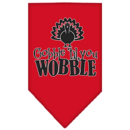 Gobble til You Wobble Screen Print Bandana Red Large