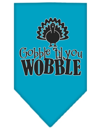 Gobble til You Wobble Screen Print Bandana Turquoise Large