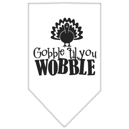 Gobble til You Wobble Screen Print Bandana White Large