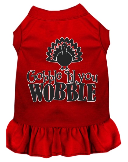 Gobble til You Wobble Screen Print Dog Dress Red 4X