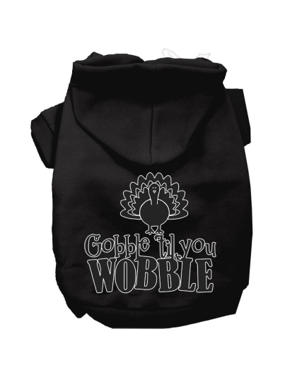 Gobble til You Wobble Screen Print Dog Hoodie Black L