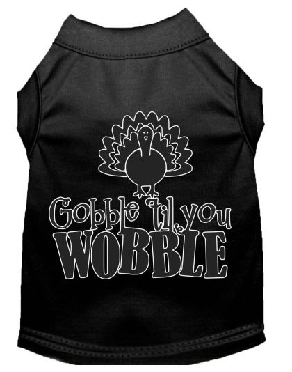 Gobble til You Wobble Screen Print Dog Shirt Black Lg