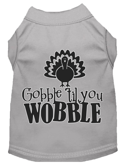 Gobble til You Wobble Screen Print Dog Shirt Grey Lg