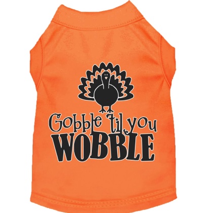 Gobble til You Wobble Screen Print Dog Shirt Orange Lg