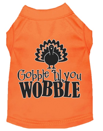 Gobble til You Wobble Screen Print Dog Shirt Orange Lg