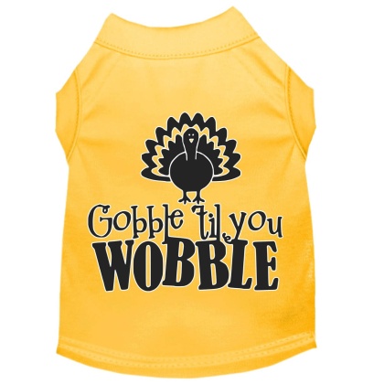 Gobble til You Wobble Screen Print Dog Shirt Yellow Lg