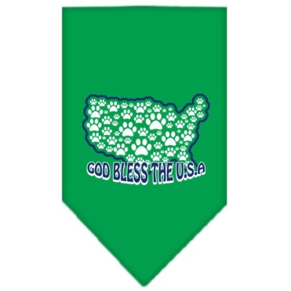 God Bless USA Screen Print Bandana Emerald Green Large