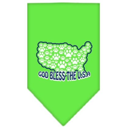 God Bless USA Screen Print Bandana Lime Green Large