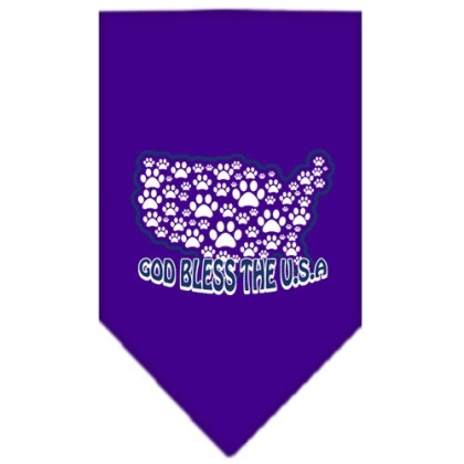 God Bless USA Screen Print Bandana Purple Large