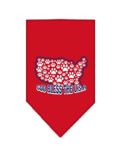 God Bless USA Screen Print Bandana Red Large