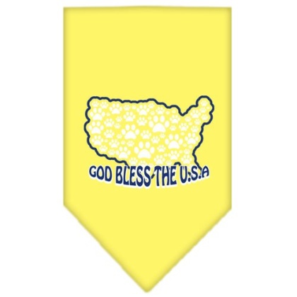 God Bless USA Screen Print Bandana Yellow Large