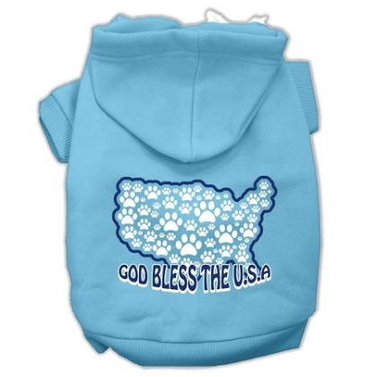 God Bless USA Screen Print Pet Hoodies Baby Blue L