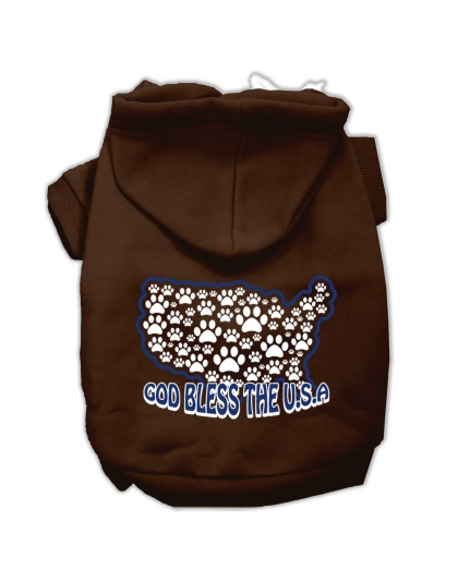 God Bless USA Screen Print Pet Hoodies Brown L