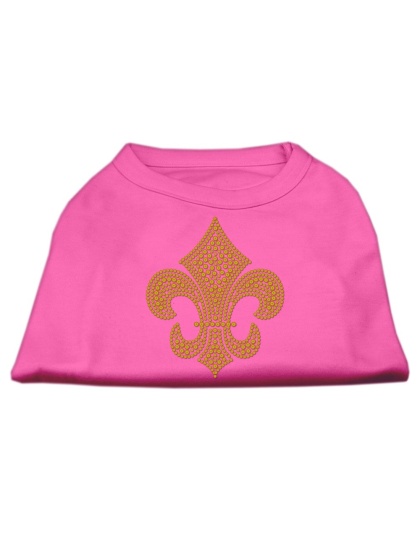 Gold Fleur De Lis Rhinestone Shirts Bright Pink L