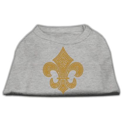 Gold Fleur De Lis Rhinestone Shirts Grey L