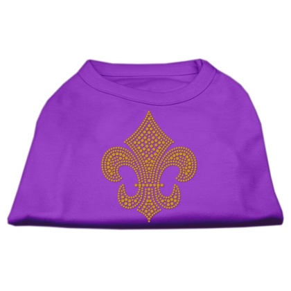 Gold Fleur De Lis Rhinestone Shirts Purple L