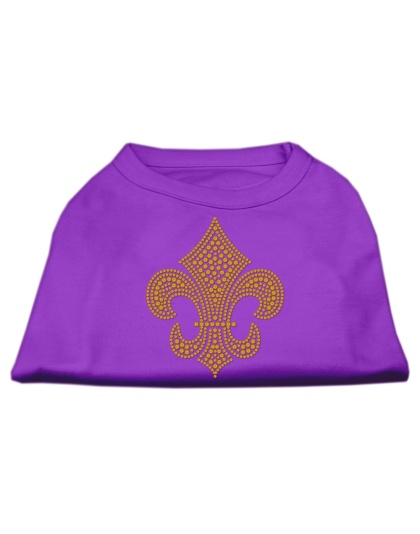 Gold Fleur De Lis Rhinestone Shirts Purple L