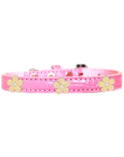 Gold Flower Widget Croc Dog Collar Light Pink Size 10