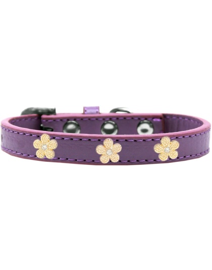 Gold Flower Widget Dog Collar Lavender Size 10